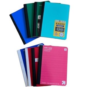 NWT BUNDLE OF 8 WIDE RULED ASSORTED COLORS COMPOSITION NOTEBOOKS FLEXIBLE